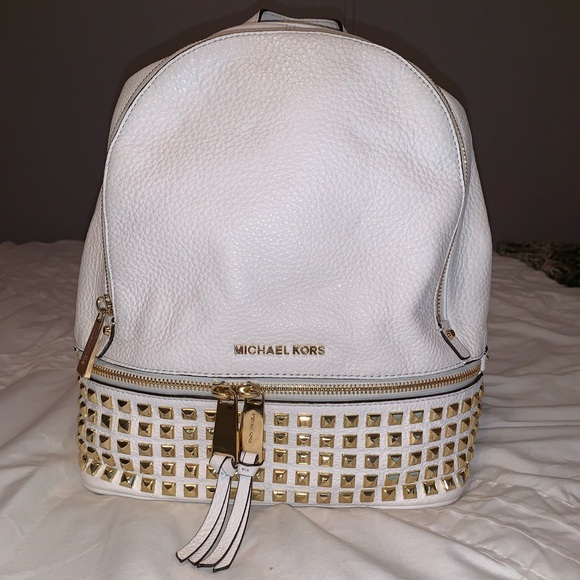 michael kors white studded backpack